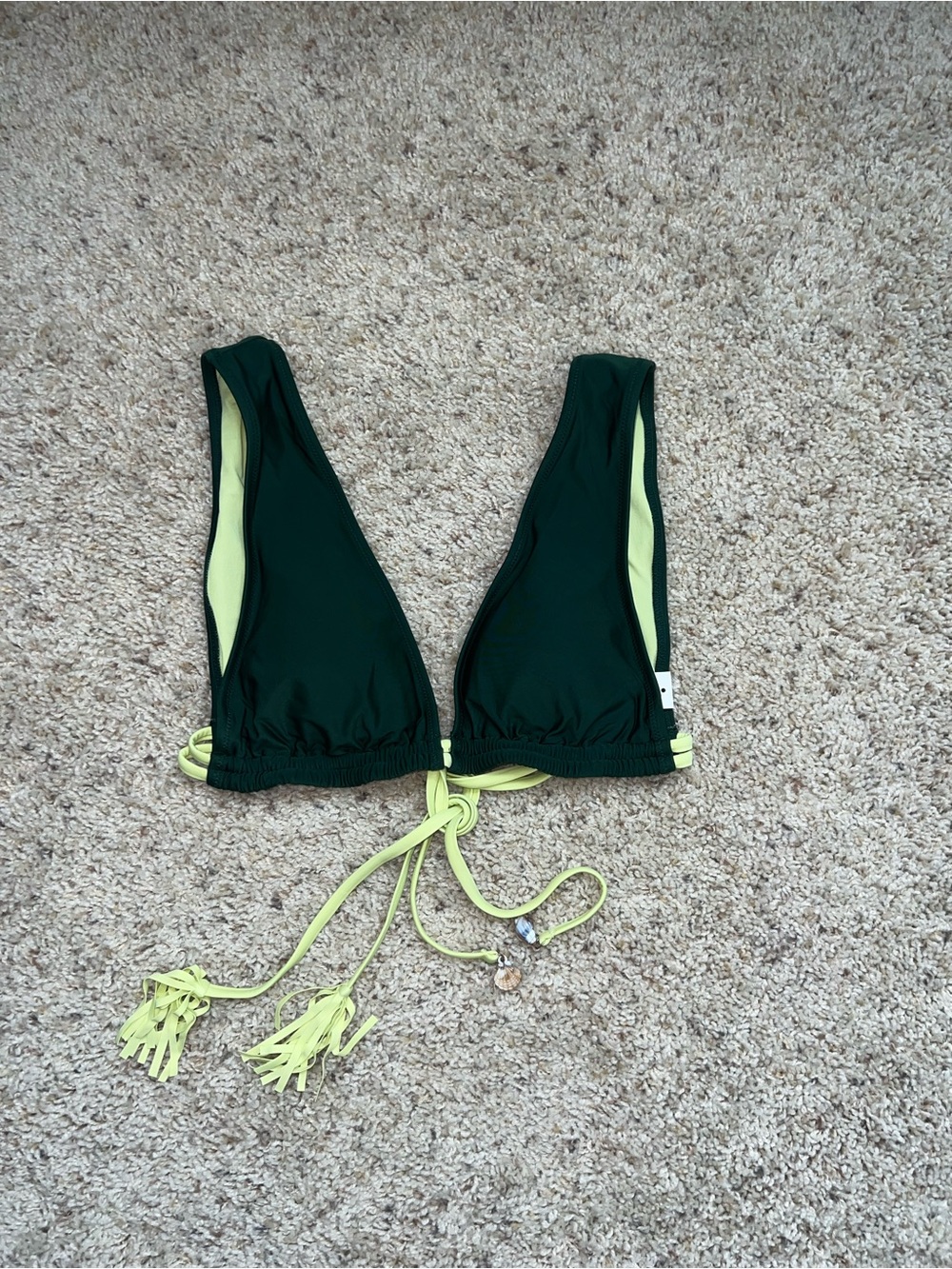 aerie Dark Green & Lime Reversible Triangle Bikini Top